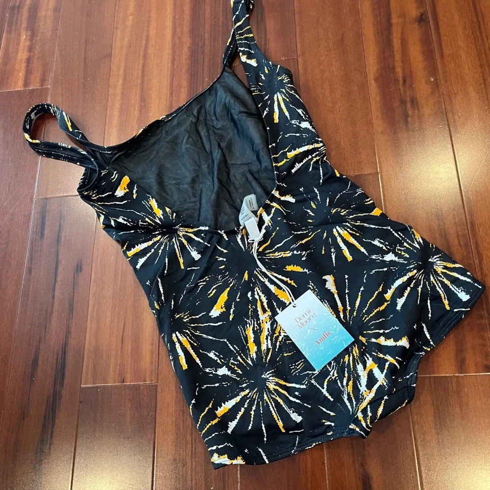 Andie Demi‎ Moore Swimsuit The Marseilles One Piece Swim Black Fireworks New XS